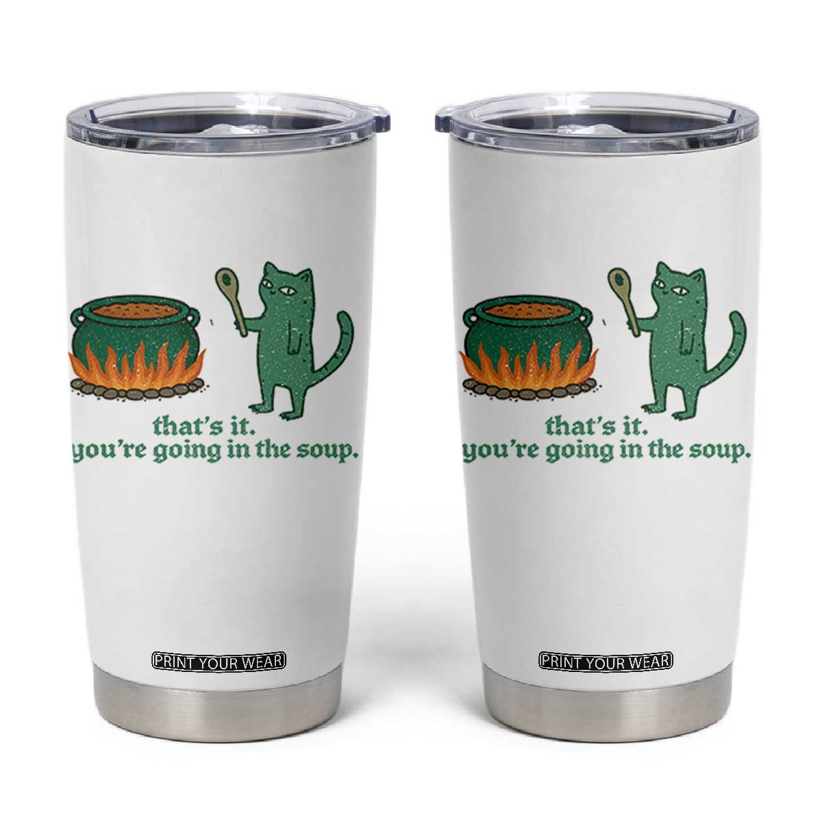 Sarcastic Cat Meme Tumbler Cup Weirdcore Dark Humor TS10 White Print Your Wear