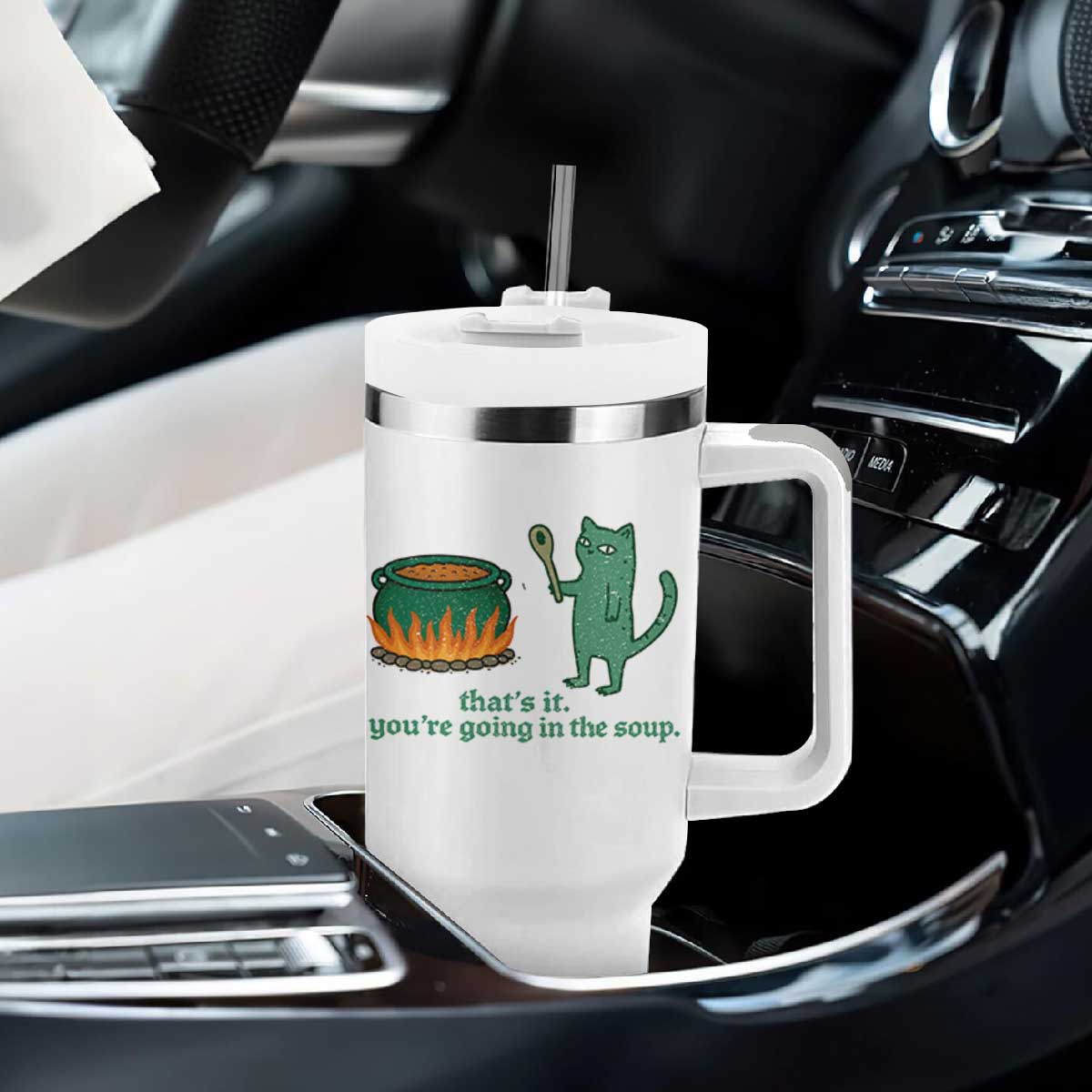 Sarcastic Cat Meme Tumbler With Handle Weirdcore Dark Humor TS10 Print Your Wear