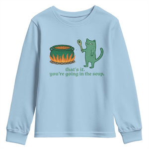 Sarcastic Cat Meme Youth Sweatshirt Weirdcore Dark Humor TS10 Light Blue Print Your Wear