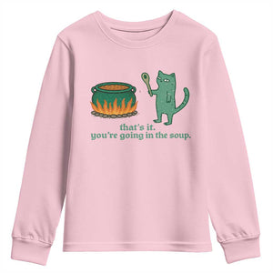 Sarcastic Cat Meme Youth Sweatshirt Weirdcore Dark Humor TS10 Light Pink Print Your Wear