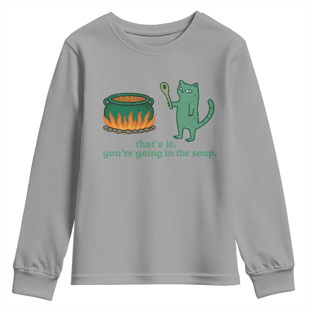 Sarcastic Cat Meme Youth Sweatshirt Weirdcore Dark Humor TS10 Sport Gray Print Your Wear