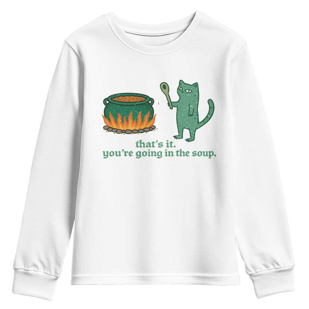 Sarcastic Cat Meme Youth Sweatshirt Weirdcore Dark Humor TS10 White Print Your Wear