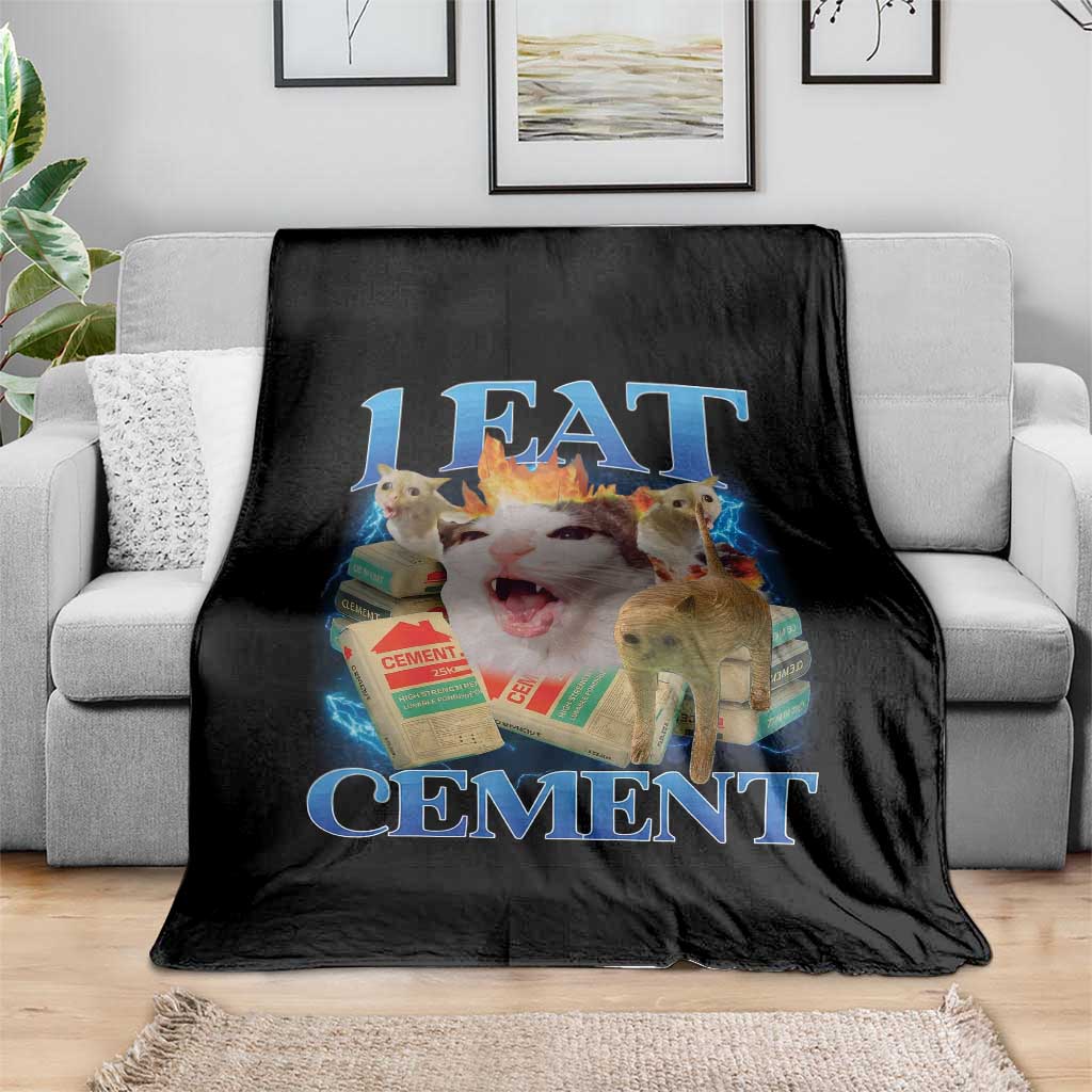 I Eat Cement Cursed Cat Throw Blanket Funny Cat Meme Ironic TS10 Print Your Wear