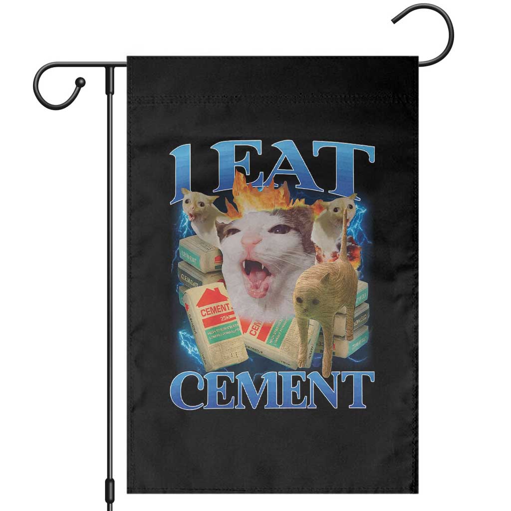I Eat Cement Cursed Cat Garden Flag Funny Cat Meme Ironic TS10 Black Print Your Wear