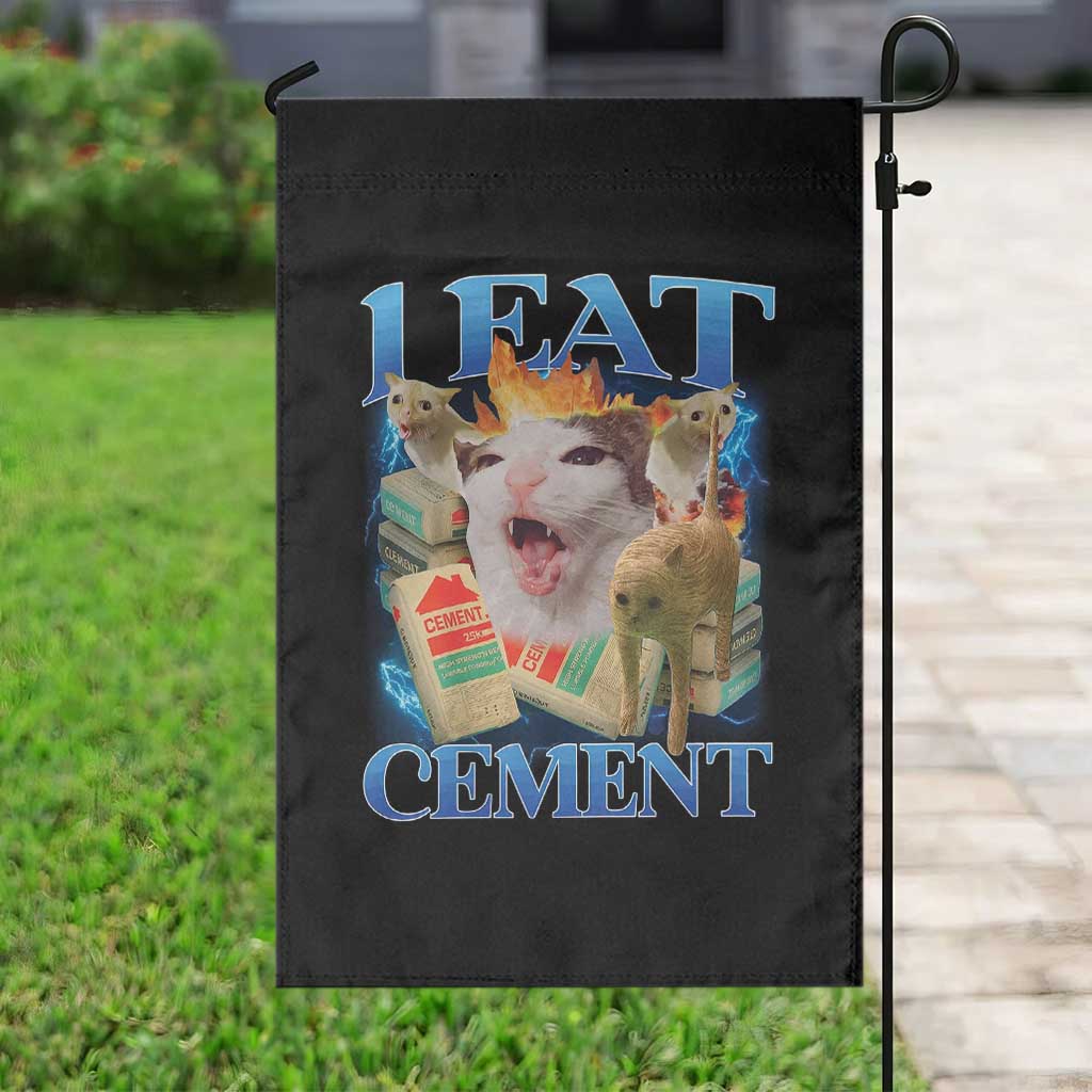 I Eat Cement Cursed Cat Garden Flag Funny Cat Meme Ironic TS10 Print Your Wear