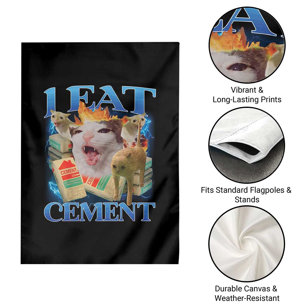 I Eat Cement Cursed Cat Garden Flag Funny Cat Meme Ironic TS10 Print Your Wear