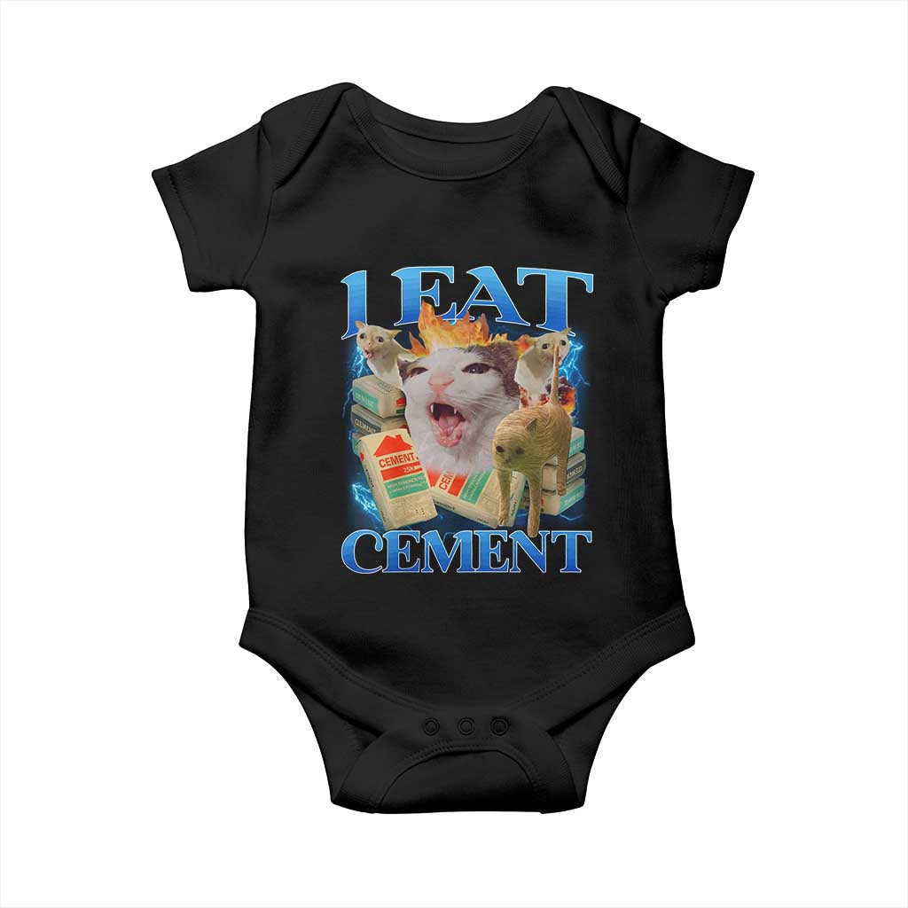 I Eat Cement Cursed Cat Baby Onesie Funny Cat Meme Ironic TS10 Black Print Your Wear