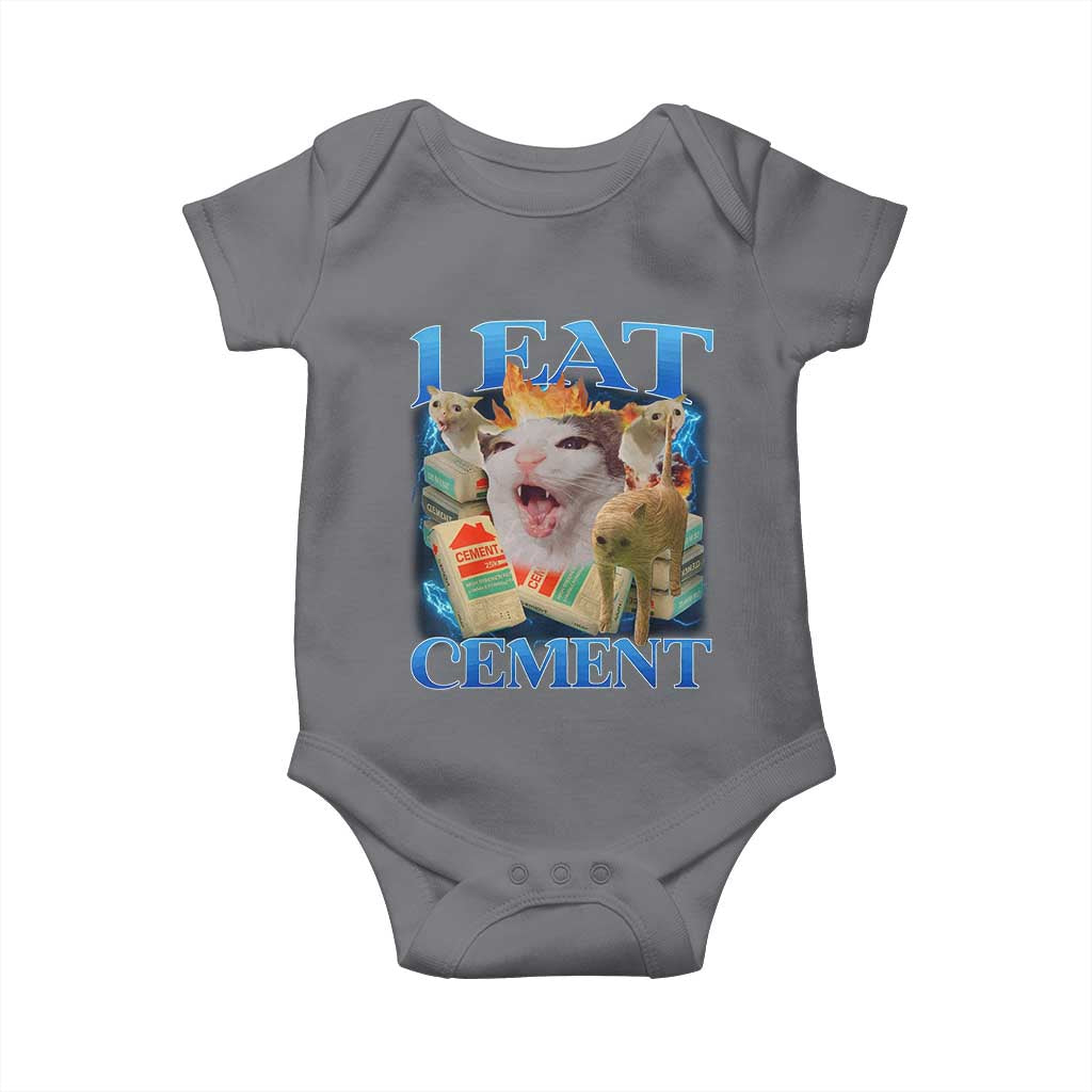 I Eat Cement Cursed Cat Baby Onesie Funny Cat Meme Ironic TS10 Charcoal Print Your Wear