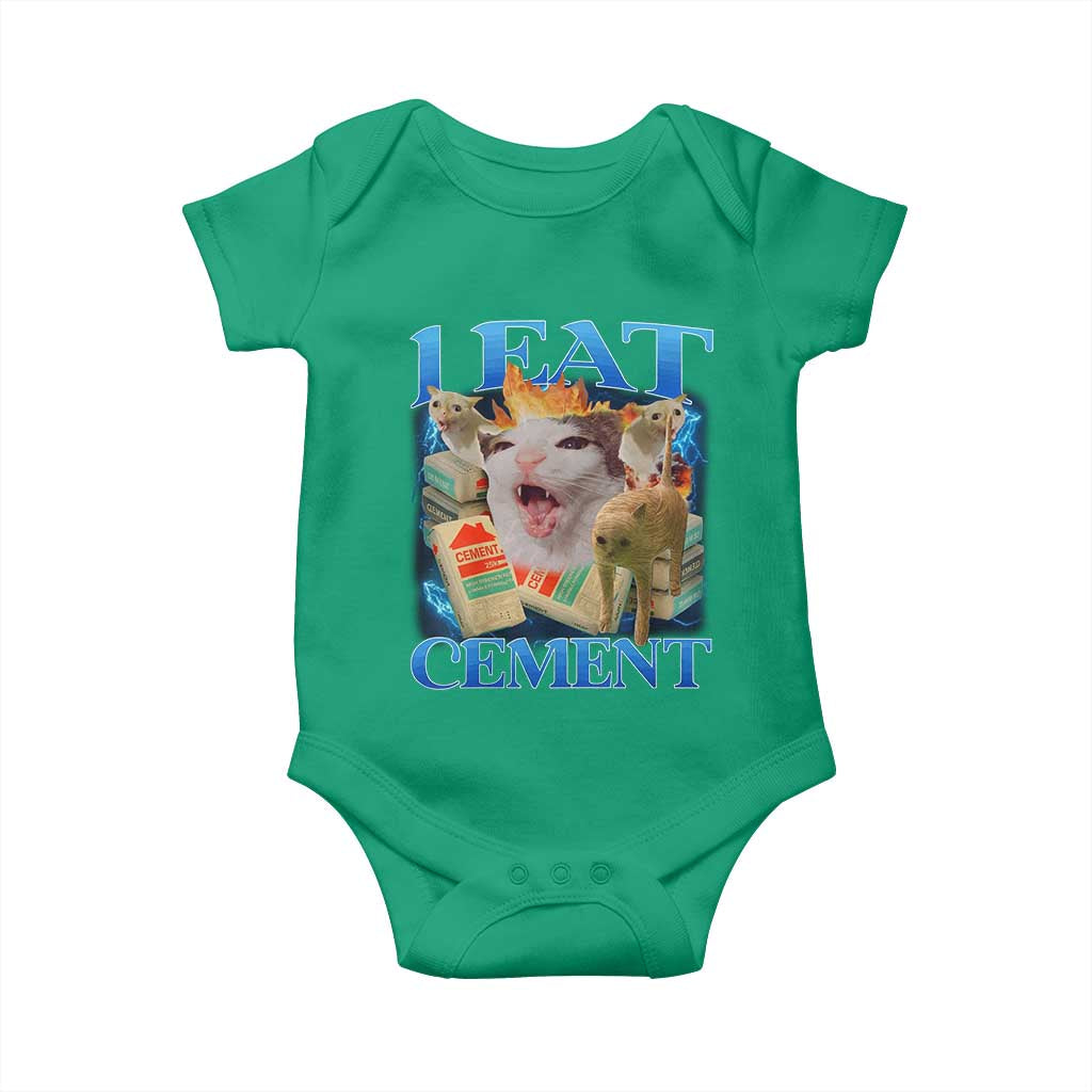 I Eat Cement Cursed Cat Baby Onesie Funny Cat Meme Ironic TS10 Irish Green Print Your Wear