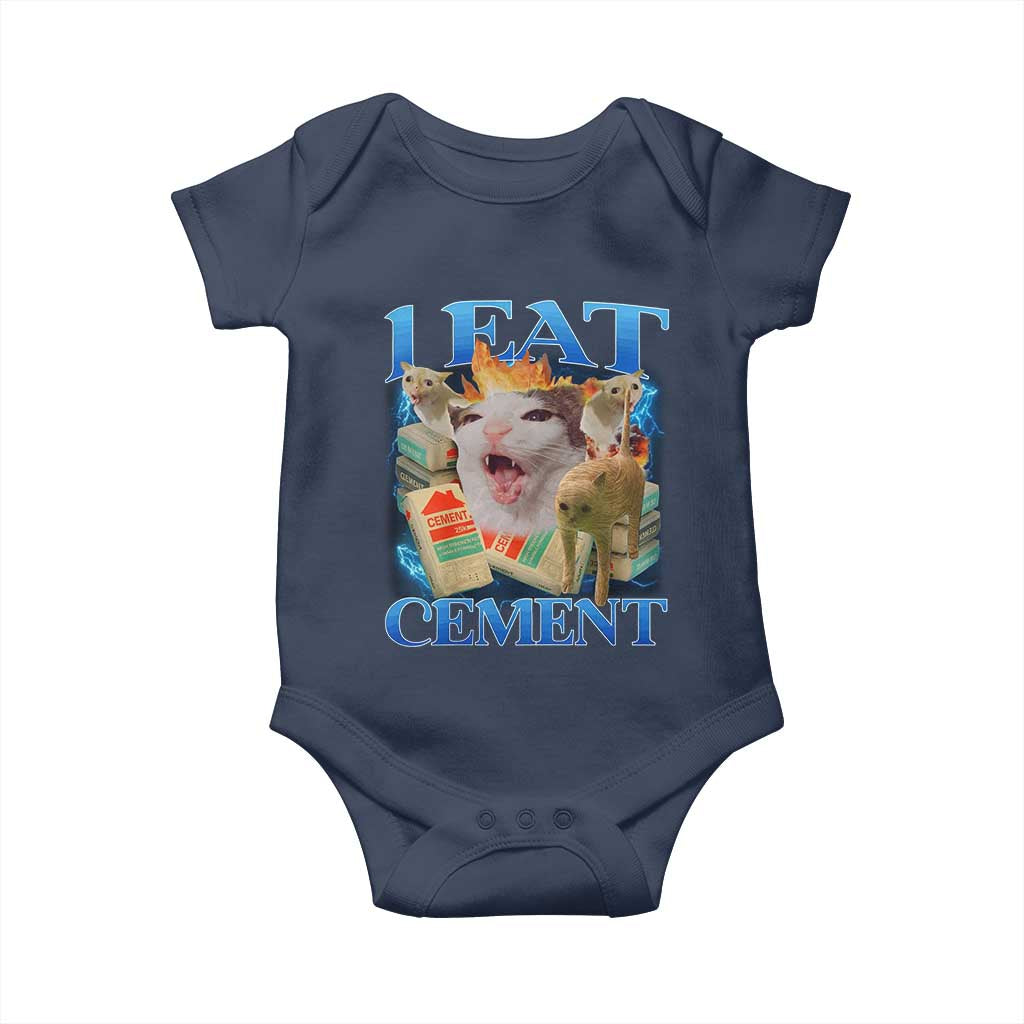 I Eat Cement Cursed Cat Baby Onesie Funny Cat Meme Ironic TS10 Navy Print Your Wear
