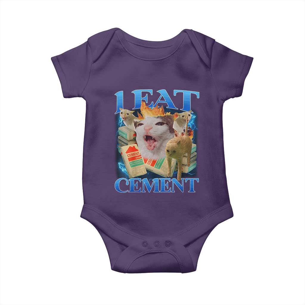 I Eat Cement Cursed Cat Baby Onesie Funny Cat Meme Ironic TS10 Purple Print Your Wear