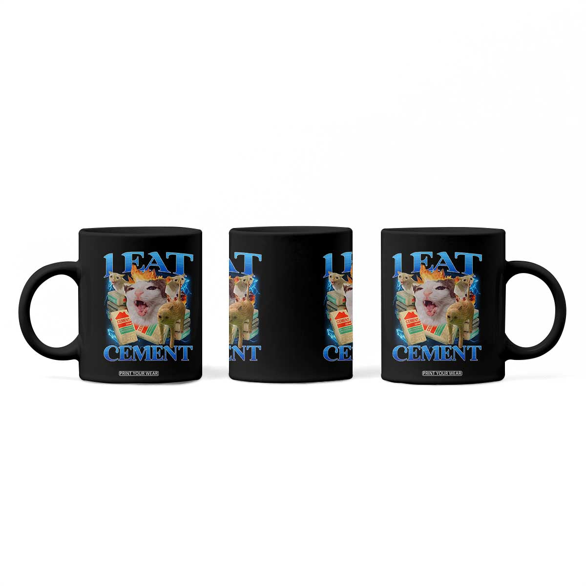 I Eat Cement Cursed Cat Coffee Mug Funny Cat Meme Ironic TS10 Print Your Wear