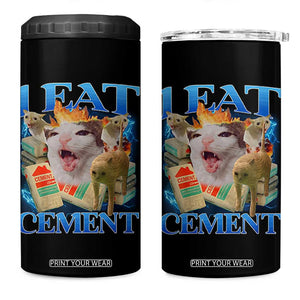 I Eat Cement Cursed Cat 4 in 1 Can Cooler Tumbler Funny Cat Meme Ironic TS10 One Size: 16 oz Black Print Your Wear