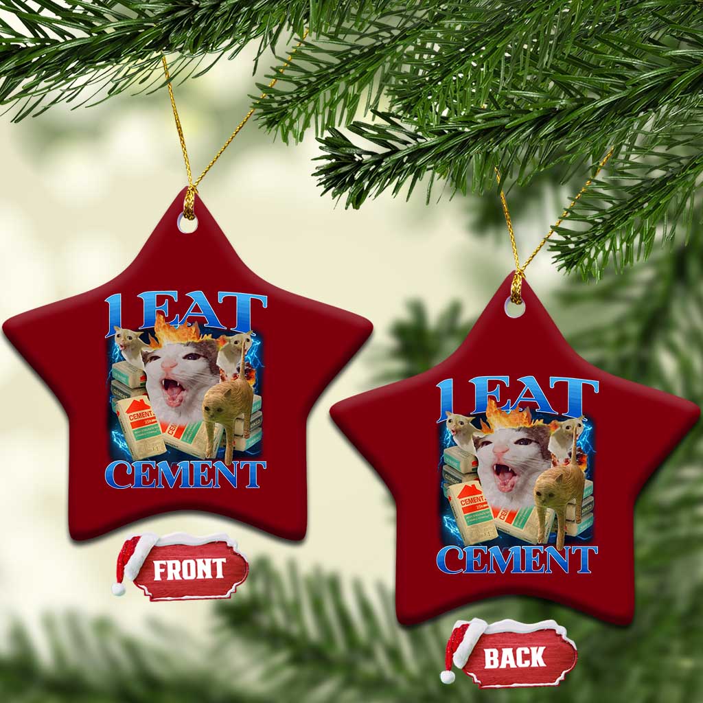 I Eat Cement Cursed Cat Ceramic Ornament Funny Cat Meme Ironic TS10 Print Your Wear