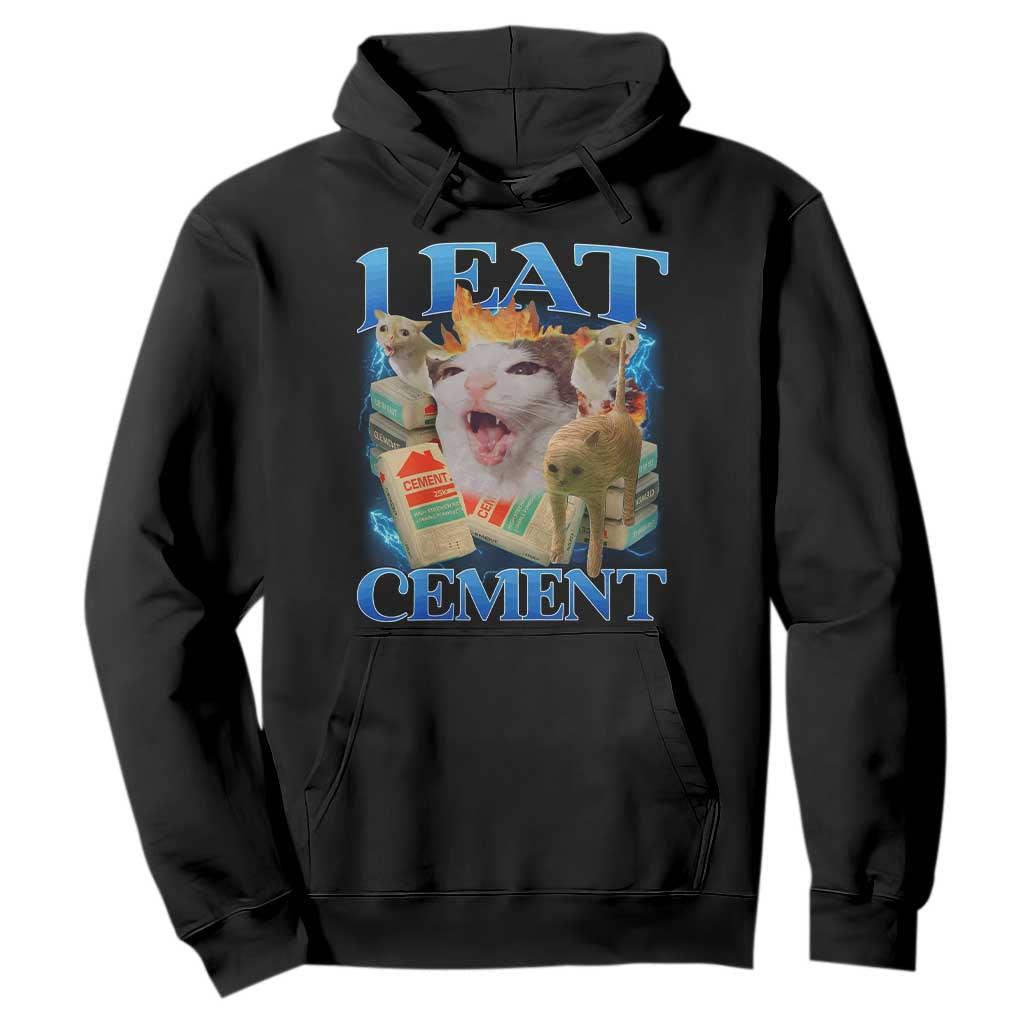 I Eat Cement Cursed Cat Hoodie Funny Cat Meme Ironic TS10 Black Print Your Wear