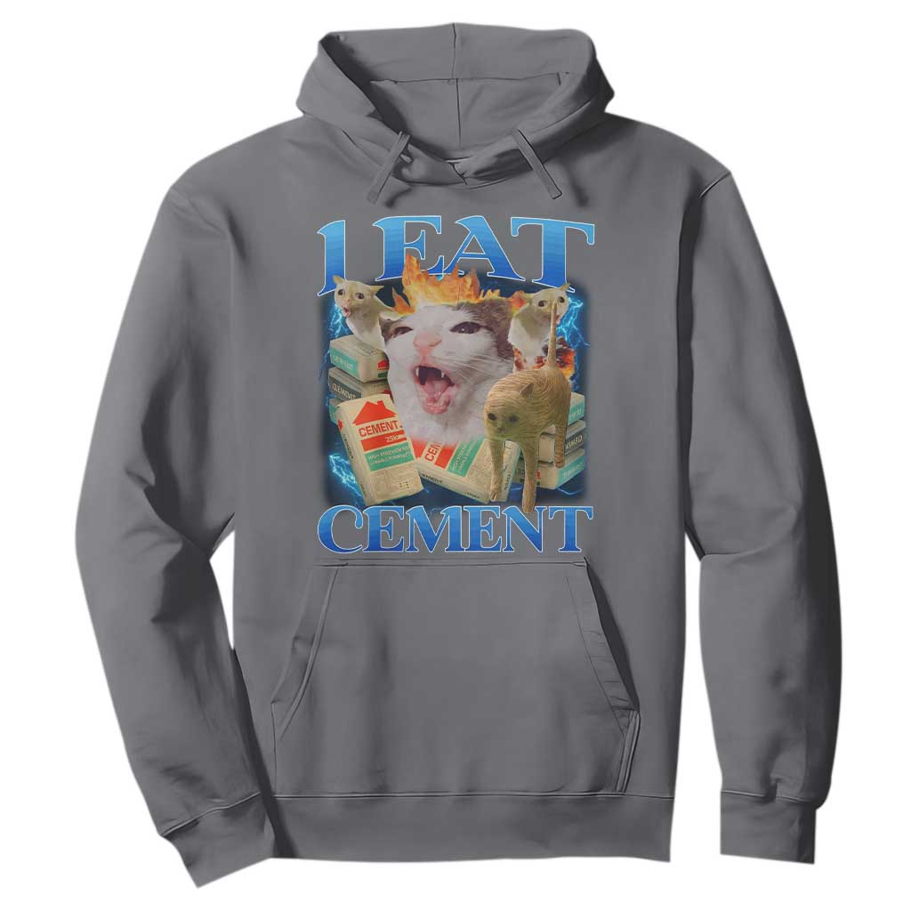 I Eat Cement Cursed Cat Hoodie Funny Cat Meme Ironic TS10 Charcoal Print Your Wear