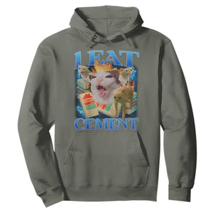 I Eat Cement Cursed Cat Hoodie Funny Cat Meme Ironic TS10 Military Green Print Your Wear