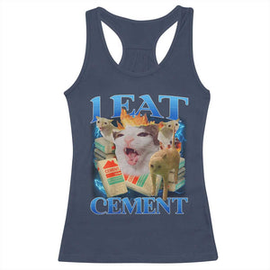 I Eat Cement Cursed Cat Racerback Tank Top Funny Cat Meme Ironic TS10 Navy Print Your Wear