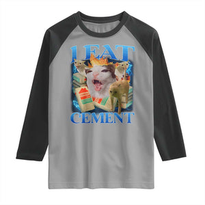 I Eat Cement Cursed Cat Raglan Shirt Funny Cat Meme Ironic TS10 Sport Gray Black Print Your Wear