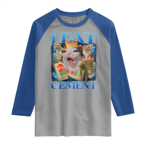 I Eat Cement Cursed Cat Raglan Shirt Funny Cat Meme Ironic TS10 Sport Gray Royal Print Your Wear