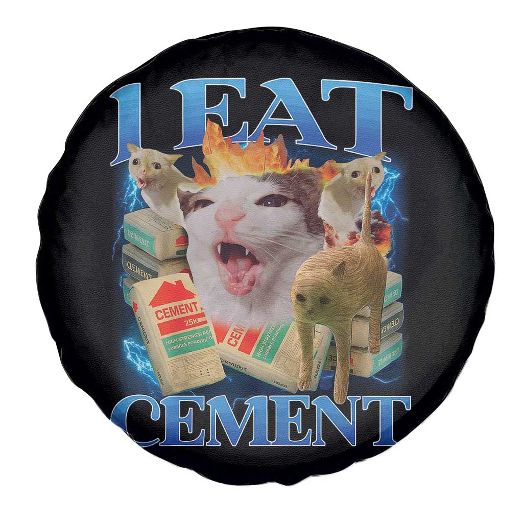I Eat Cement Cursed Cat Spare Tire Cover Funny Cat Meme Ironic TS10 Print Your Wear