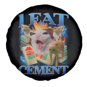 I Eat Cement Cursed Cat Spare Tire Cover Funny Cat Meme Ironic TS10 Print Your Wear