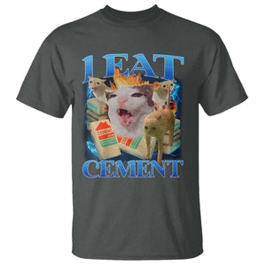 I Eat Cement Cursed Cat T Shirt Funny Cat Meme Ironic TS10 Dark Heather Print Your Wear