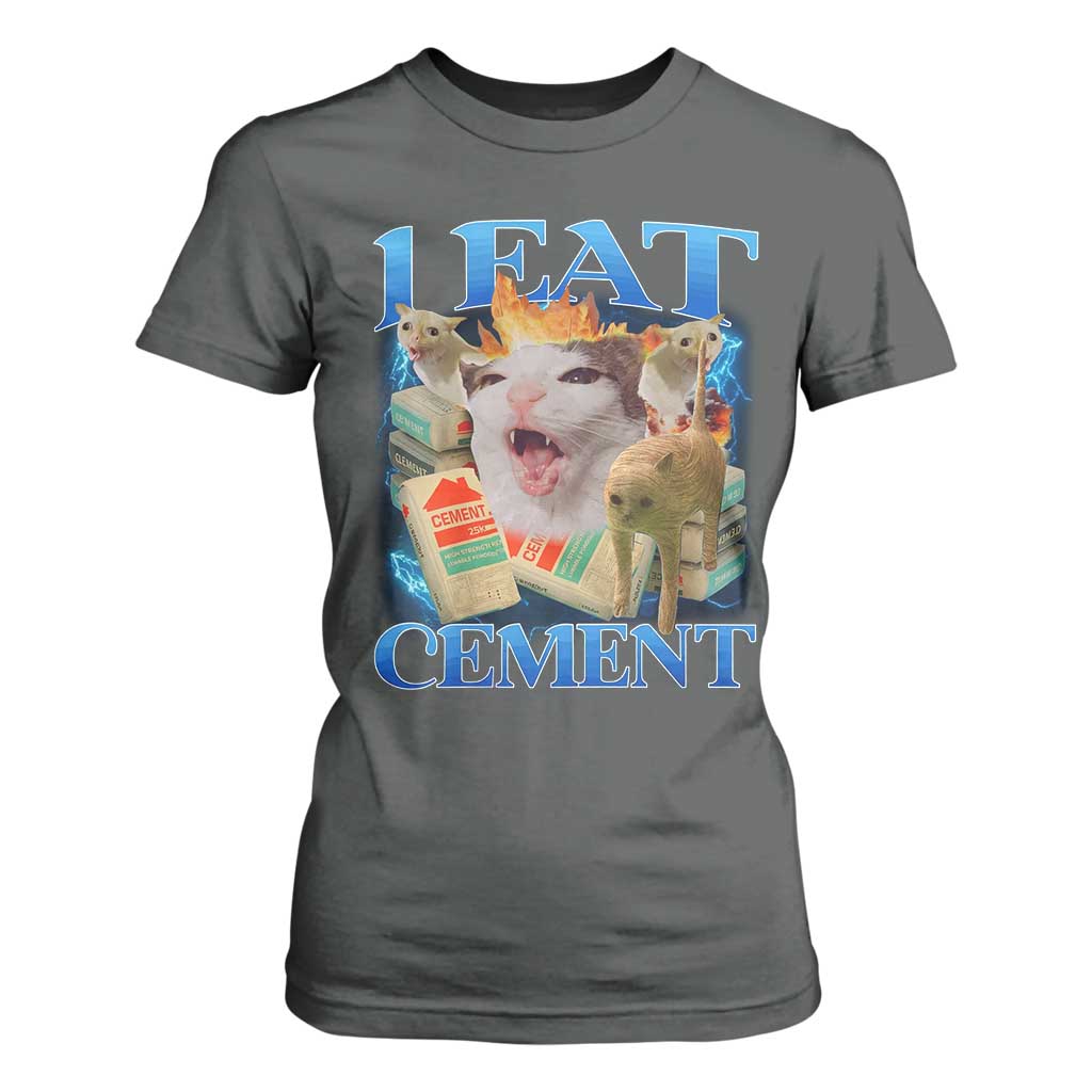 I Eat Cement Cursed Cat T Shirt For Women Funny Cat Meme Ironic TS10 Dark Heather Print Your Wear