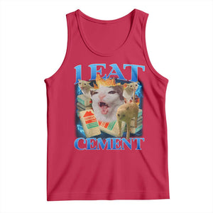 I Eat Cement Cursed Cat Tank Top Funny Cat Meme Ironic TS10 Red Print Your Wear