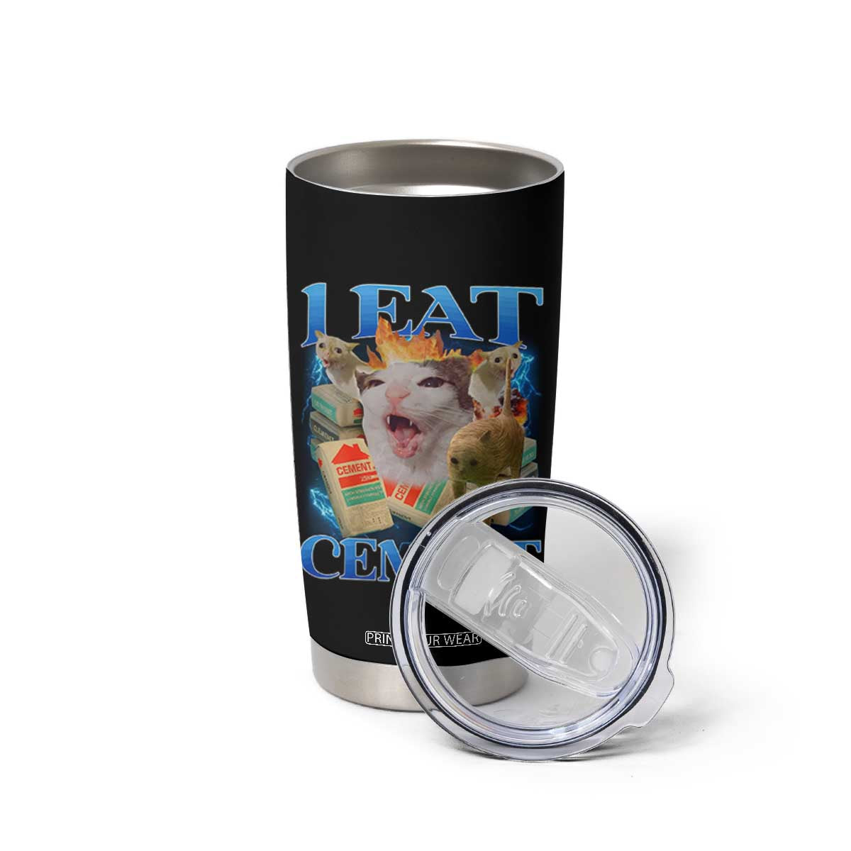I Eat Cement Cursed Cat Tumbler Cup Funny Cat Meme Ironic TS10 Print Your Wear