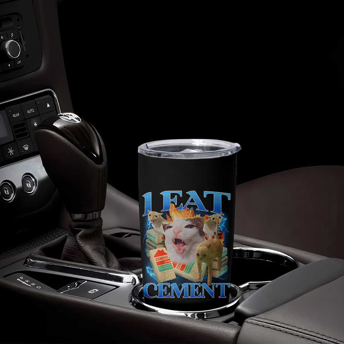 I Eat Cement Cursed Cat Tumbler Cup Funny Cat Meme Ironic TS10 Print Your Wear
