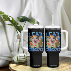 I Eat Cement Cursed Cat Tumbler With Handle Funny Cat Meme Ironic TS10 Print Your Wear