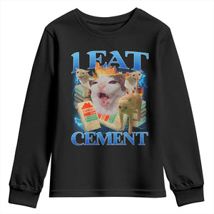 I Eat Cement Cursed Cat Youth Sweatshirt Funny Cat Meme Ironic TS10 Black Print Your Wear