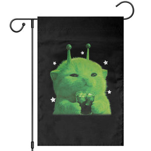 Funny Alien Cat Meme Garden Flag Funny Kitten 90s Retro Vintage Graphic Weird Cats Y2k TS10 Black Print Your Wear