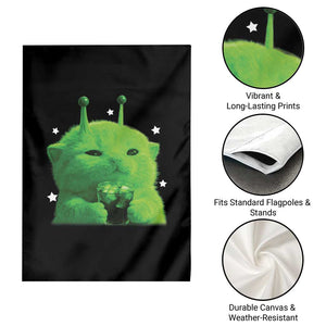 Funny Alien Cat Meme Garden Flag Funny Kitten 90s Retro Vintage Graphic Weird Cats Y2k TS10 Print Your Wear