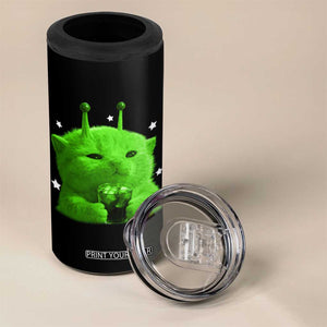 Funny Alien Cat Meme 4 in 1 Can Cooler Tumbler Funny Kitten 90s Retro Vintage Graphic Weird Cats Y2k TS10 Print Your Wear