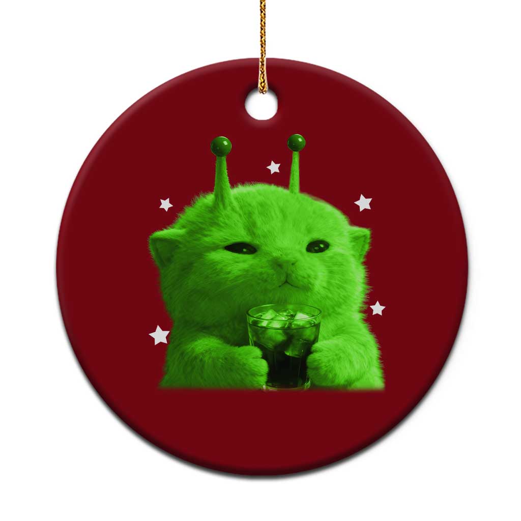 Funny Alien Cat Meme Ceramic Ornament Funny Kitten 90s Retro Vintage Graphic Weird Cats Y2k TS10 1pc Red Print Your Wear