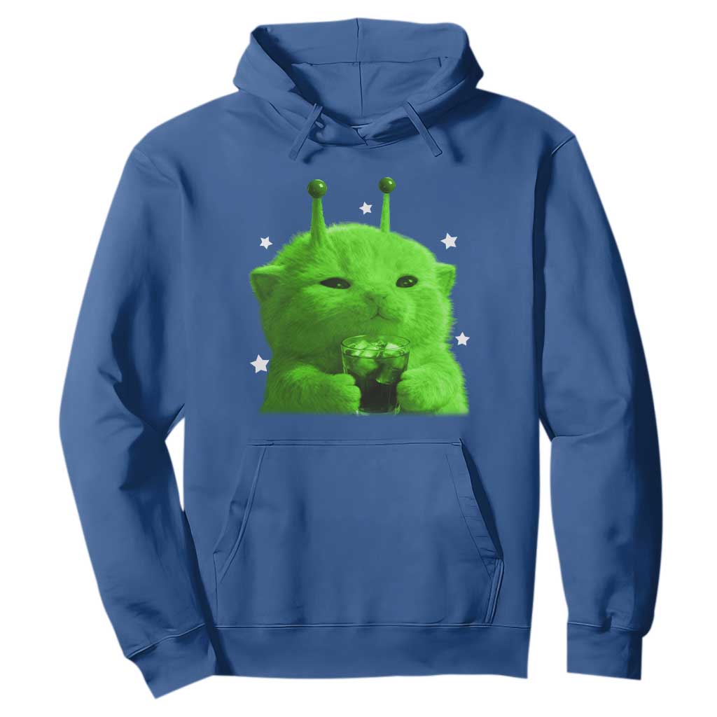 Funny Alien Cat Meme Hoodie Funny Kitten 90s Retro Vintage Graphic Weird Cats Y2k TS10 Royal Blue Print Your Wear