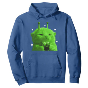 Funny Alien Cat Meme Hoodie Funny Kitten 90s Retro Vintage Graphic Weird Cats Y2k TS10 Royal Blue Print Your Wear