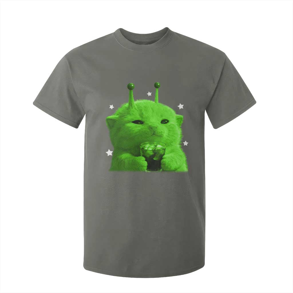 Funny Alien Cat Meme T Shirt For Kid Funny Kitten 90s Retro Vintage Graphic Weird Cats Y2k TS10 Military Green Print Your Wear