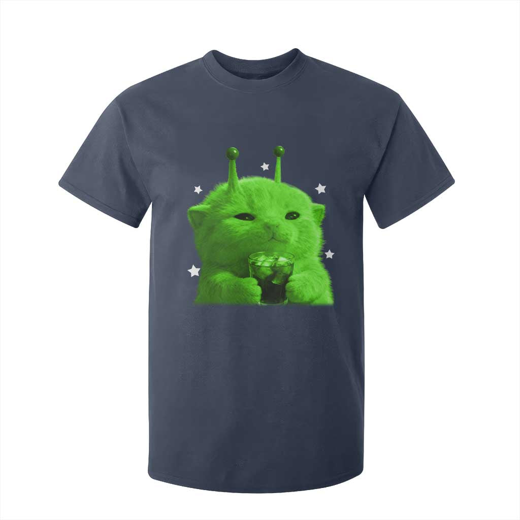 Funny Alien Cat Meme T Shirt For Kid Funny Kitten 90s Retro Vintage Graphic Weird Cats Y2k TS10 Navy Print Your Wear