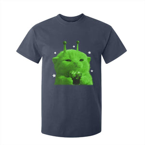 Funny Alien Cat Meme T Shirt For Kid Funny Kitten 90s Retro Vintage Graphic Weird Cats Y2k TS10 Navy Print Your Wear