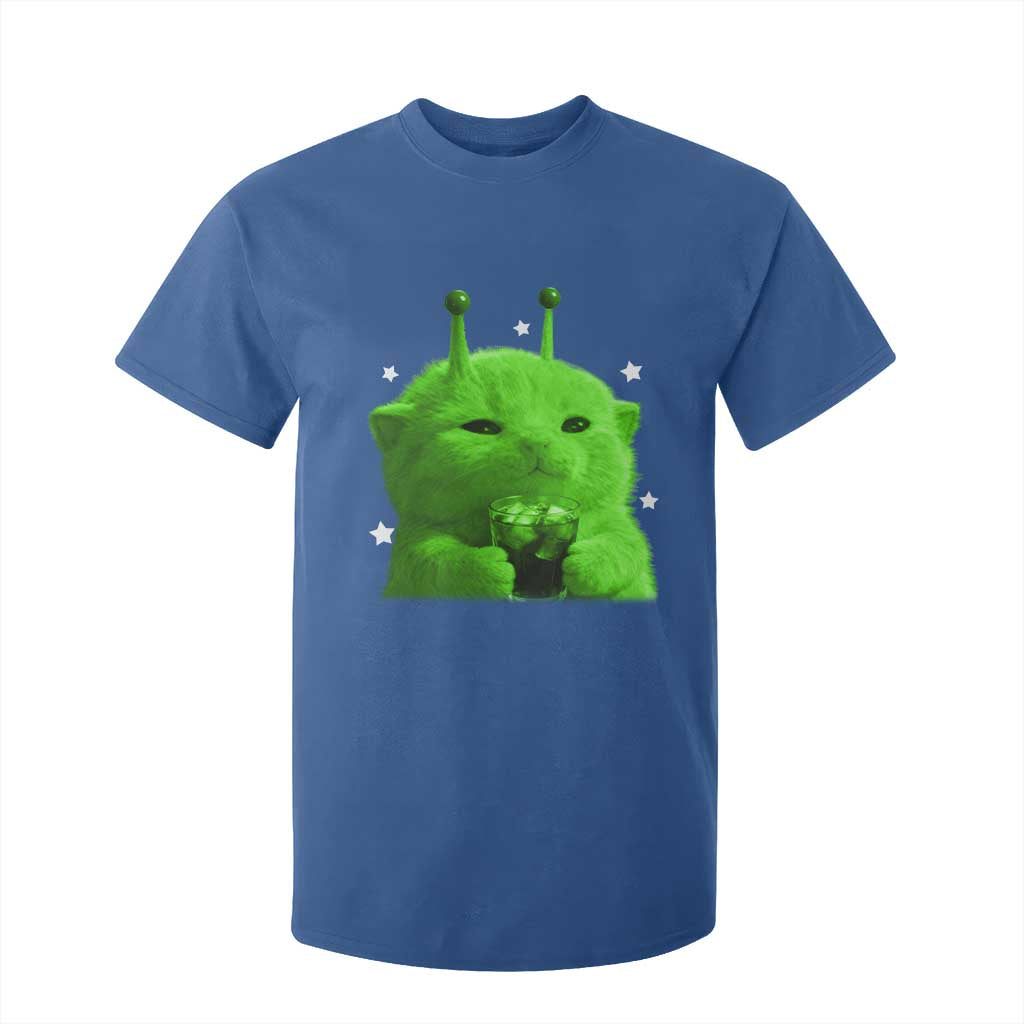 Funny Alien Cat Meme T Shirt For Kid Funny Kitten 90s Retro Vintage Graphic Weird Cats Y2k TS10 Royal Blue Print Your Wear