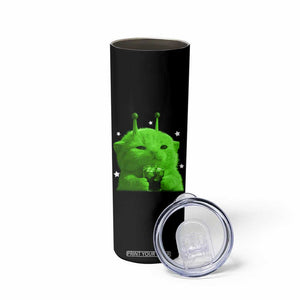 Funny Alien Cat Meme Skinny Tumbler Funny Kitten 90s Retro Vintage Graphic Weird Cats Y2k TS10 Print Your Wear