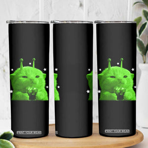 Funny Alien Cat Meme Skinny Tumbler Funny Kitten 90s Retro Vintage Graphic Weird Cats Y2k TS10 Print Your Wear