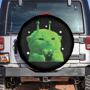 Funny Alien Cat Meme Spare Tire Cover Funny Kitten 90s Retro Vintage Graphic Weird Cats Y2k TS10 No hole Black Print Your Wear