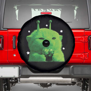 Funny Alien Cat Meme Spare Tire Cover Funny Kitten 90s Retro Vintage Graphic Weird Cats Y2k TS10 Black Print Your Wear