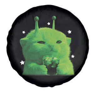 Funny Alien Cat Meme Spare Tire Cover Funny Kitten 90s Retro Vintage Graphic Weird Cats Y2k TS10 Print Your Wear