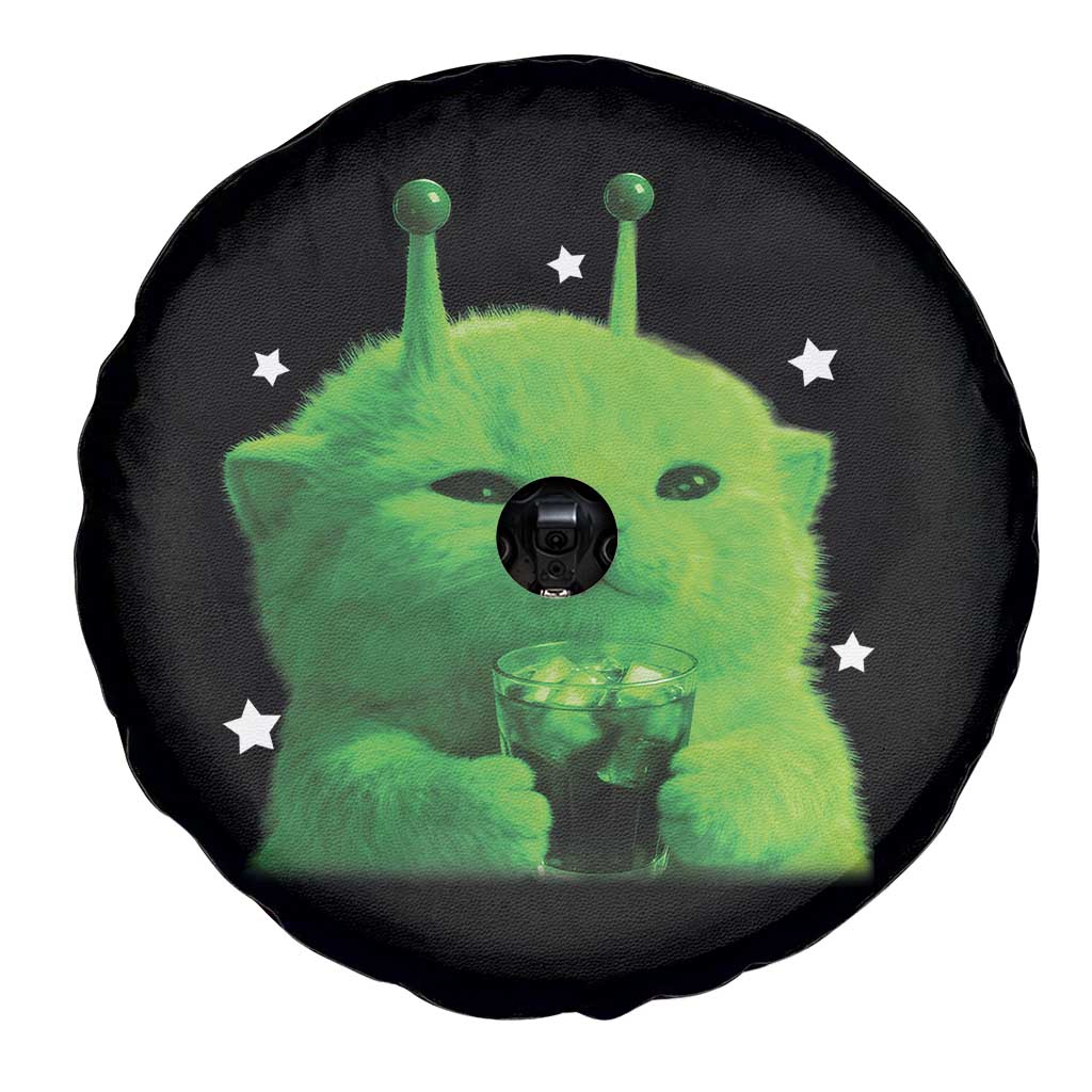 Funny Alien Cat Meme Spare Tire Cover Funny Kitten 90s Retro Vintage Graphic Weird Cats Y2k TS10 Print Your Wear