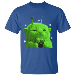 Funny Alien Cat Meme T Shirt Funny Kitten 90s Retro Vintage Graphic Weird Cats Y2k TS10 Royal Blue Print Your Wear